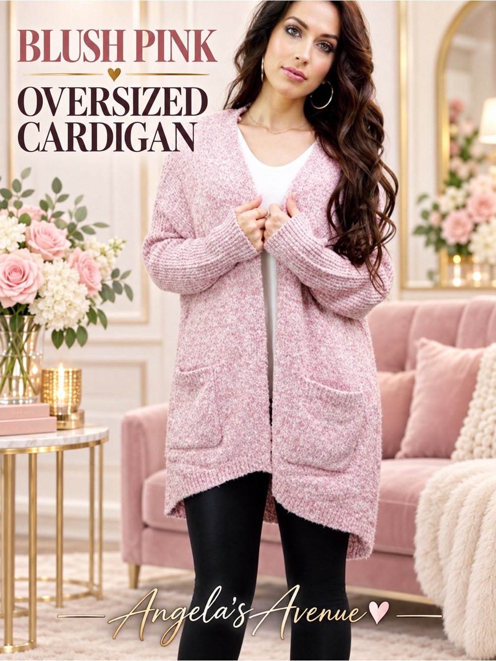 Pink Oversized Cardigan Sweater NEW